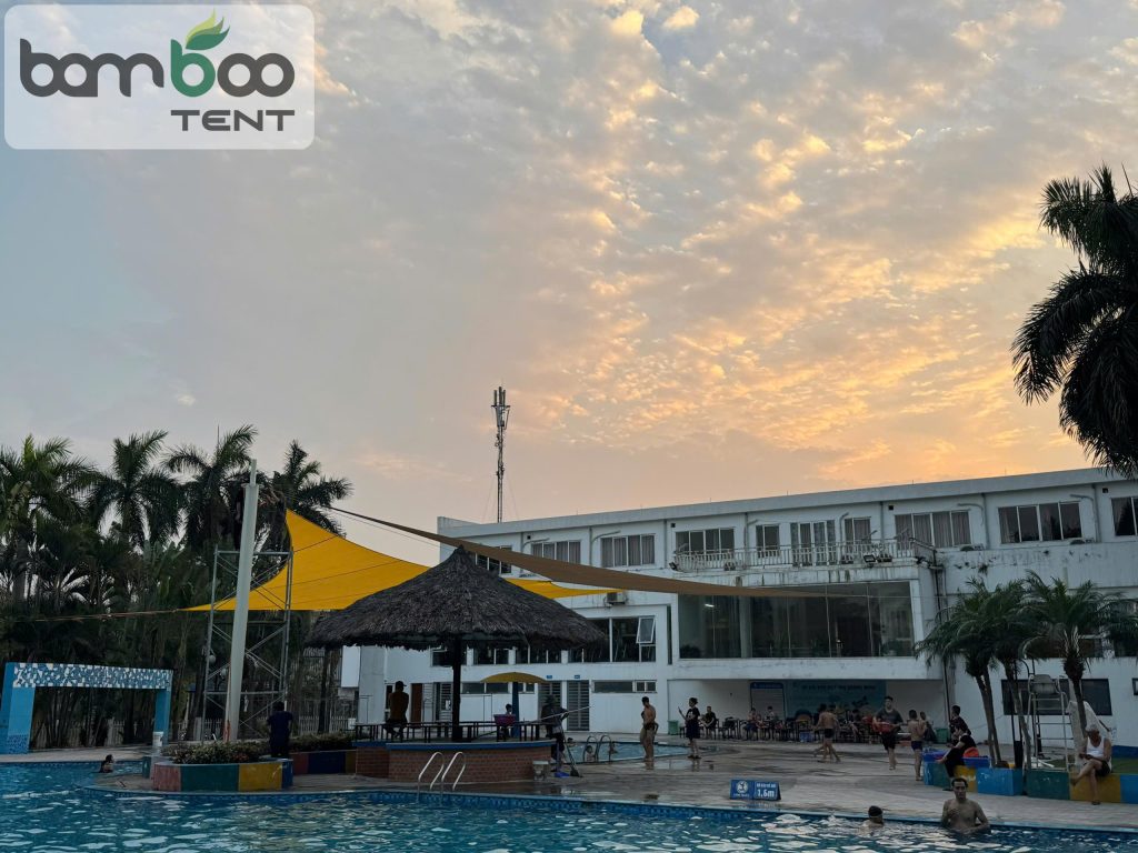 Thi công mái che bể bơi Long Việt