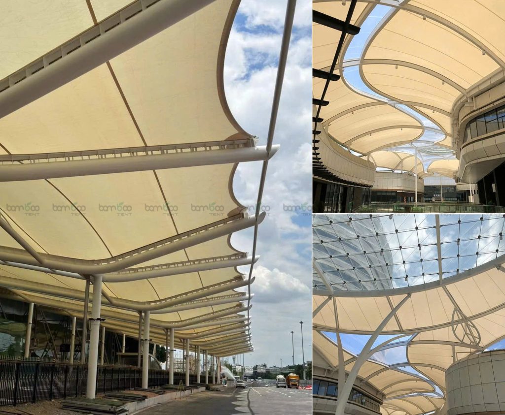 thi công mái che bạt PTFE