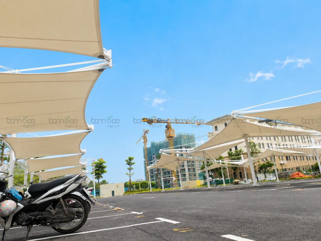 Thi công mái che nhà xe bạt PVDF